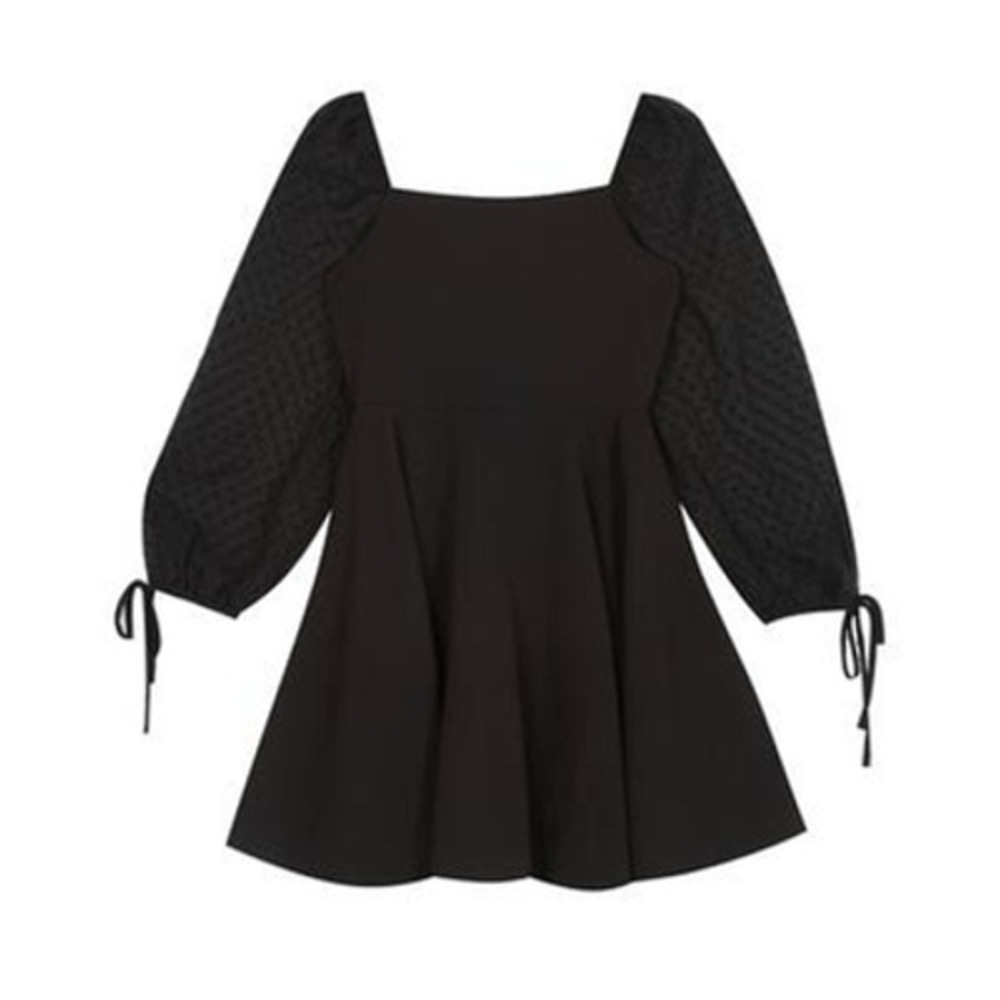 Rare Editions Big Girls Square Neck Scuba Crepe Skater Dress - Black Size 16